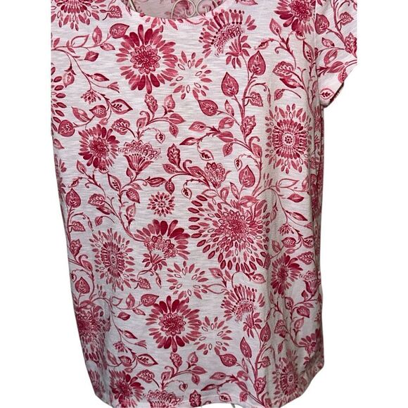 BEAUTIFUL Chico’s pink & white parsley design TOP Chico's short sleeve Shirt blo - Picture 2 of 9